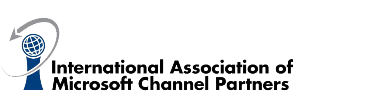 Logo der International Association of Microsoft Channel Partners. Das Logo stellt einen Globus auf einer Blauen Säule dar.