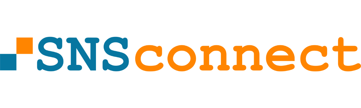 Logo der SNS connect in welchen das Wort SNS in blau und das Wort Connect in orange geschrieben ist.