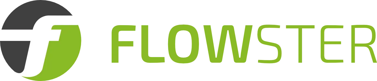 sac_partnerlogo_flowster Logo von Flowster Partner von SAC GmbH, auf der linken Seite ein Kreis durch dessen Mitte ein weißes S verläuft. Der freie raum rechts ist grau und der linke Bereich hellgrün.