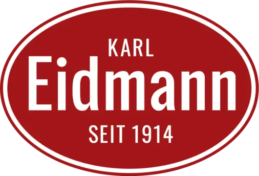 logo-eidmann Auf dem Logo von Eidmann ist Karl Eidmann in weißen Buchstaben auf einem dunkelroten Hintergrund geschrieben.