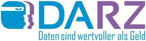 darz_logo Auf dem Logo des Darmstädter Rechenzentrums steht DARZ in blauen und violetten Großbuchstaben.