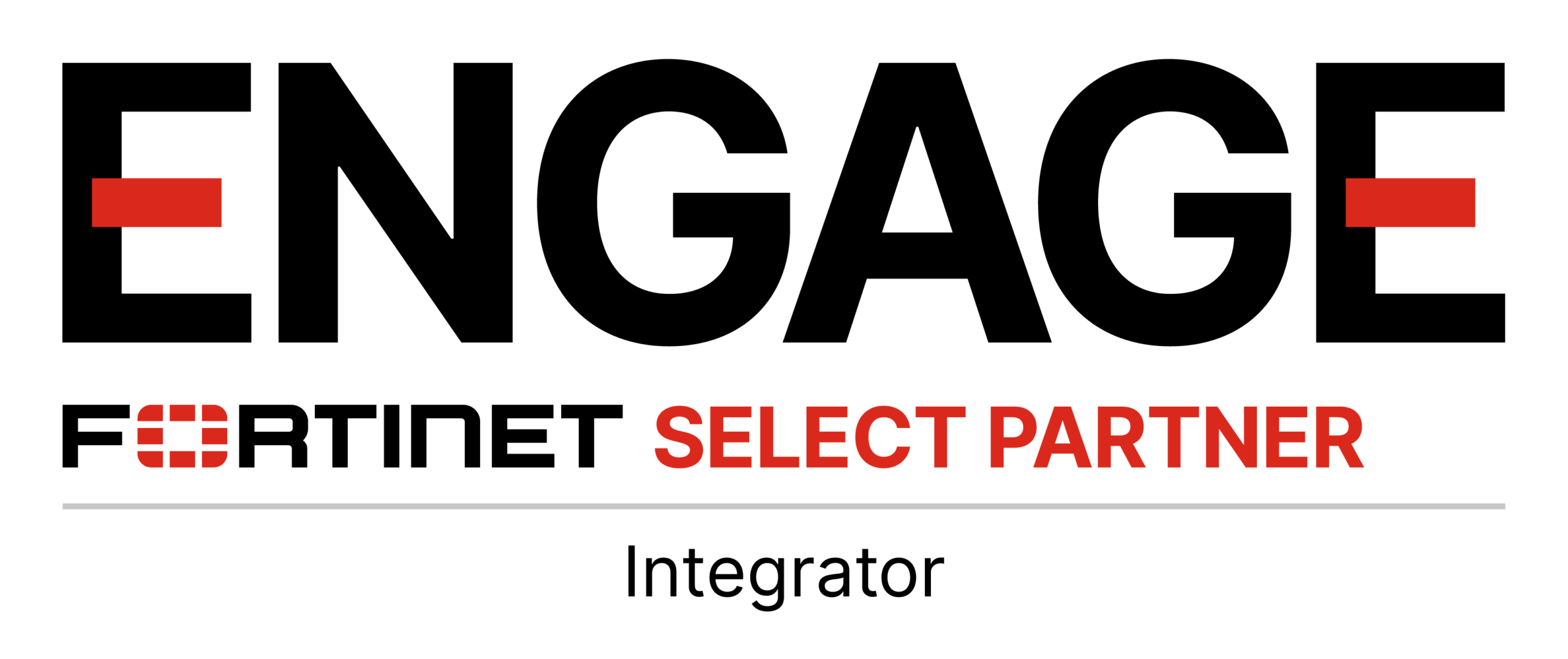 fortinet-engage-partner-program-sp-i-logo-rgb-black-red Der Banner zeigt den Partnerstatus von SAC bei Fortinet. Ausgeschrieben steht dort: Engage, Fortinet Select Partner, Integrator